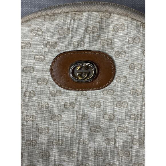 Vintage Gucci GG Supreme Monogram Crossbody Bag Leather Trim Italy Authentic - Picture 2 of 11